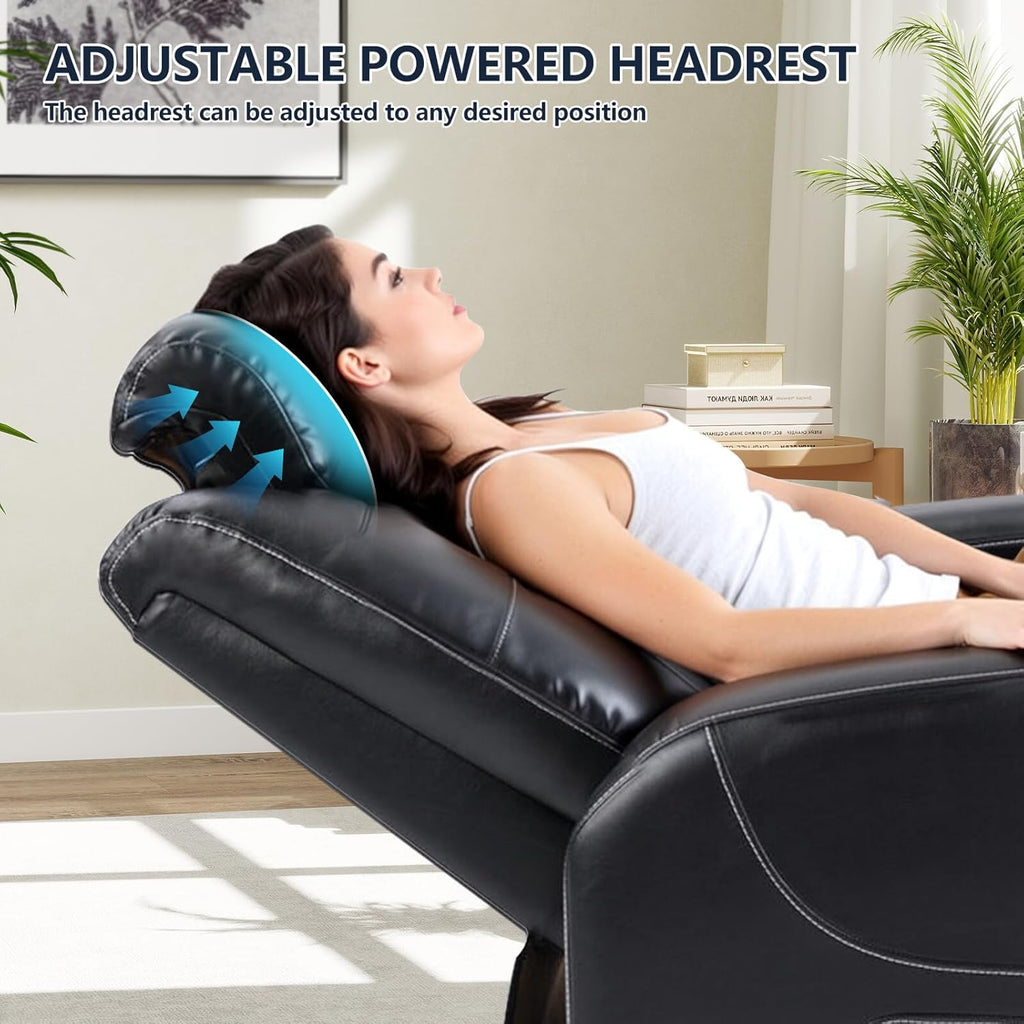 Electric Power Recliner Chair with Adjustable Headrest,Breathable Faux Leather Home Theater Seating with