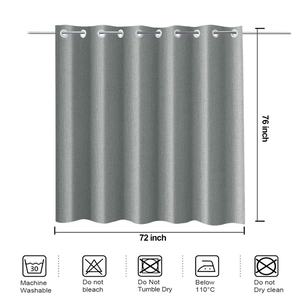 Grey Built in Hooks, Linen Style 72x76" Bathroom Heavy Duty