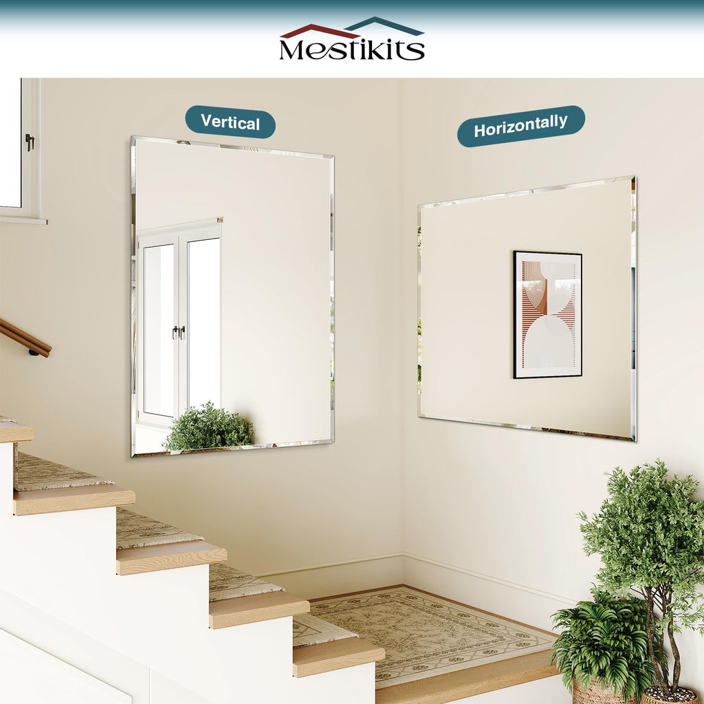 36"x48" Frameless Bathroom Mirror, Beveled Bathroom Vanity Mirror