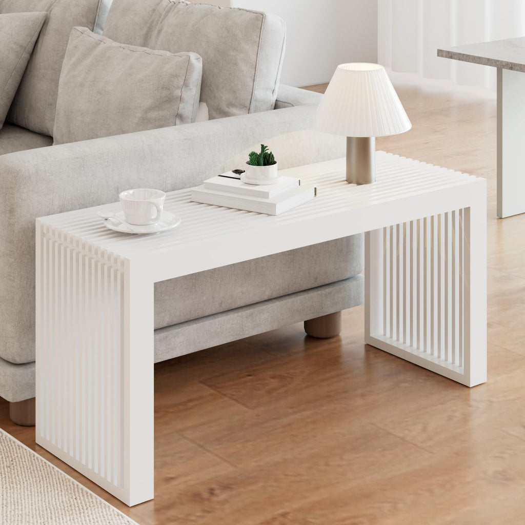 Bamboo Dining Bench 35" Indoor Wooden Shoe Benches White