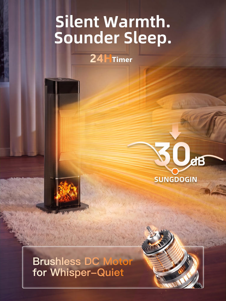 Space Heaters For Indoor Use, 1500W Electric Heaters Large Room with Thermostat, 120°Oscillation, 24H Timer, 3D