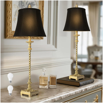 33'' Vintage Table Lamp Set of 2 Bedroom Dinning, Gold Leaf