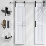42 x 84 inch (Double 21x84 Door) White Barn Door with 7FT Sliding Door Hardware Kit Included & Handl