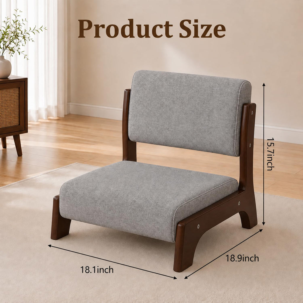 Japanese Floor Chair with Back Support - Modern Tatami Zaisu Style