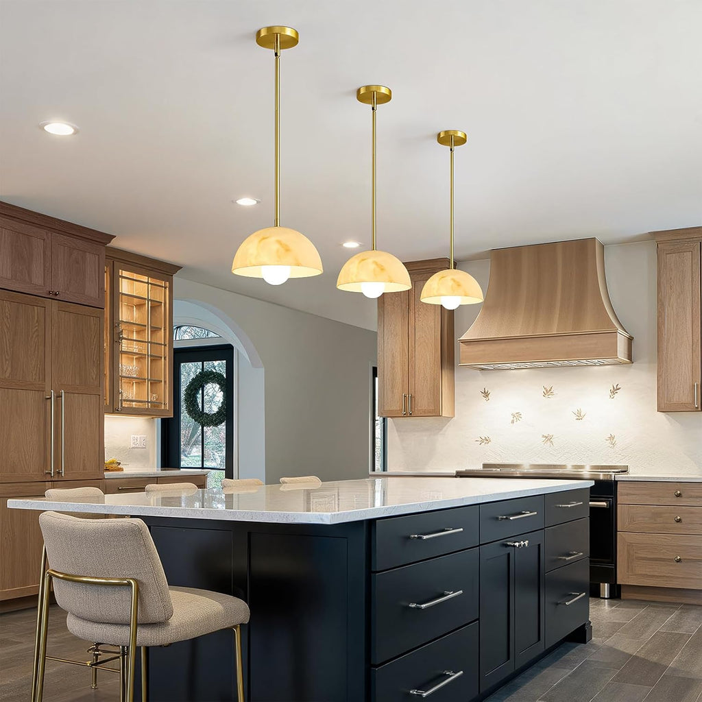 Modern Pendant Light Fixtures: 10 Inch Resin Shade Mid Century Chandelier - Adjustable Gold Pendant Lighting for