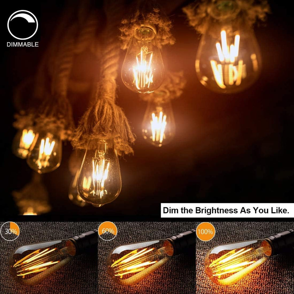 LED Edison Bulbs,Dimmable,ST64 Amber Glass,Vintage 4W E26 Warm,4-Pack