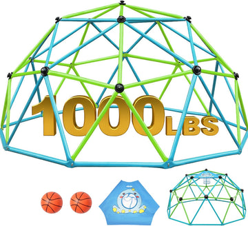10FT Climbing Dome, Outdoor Jungle Gym for Kids with Climbing Grip - Geometric Dome Climber Outdoor Playset and Easy