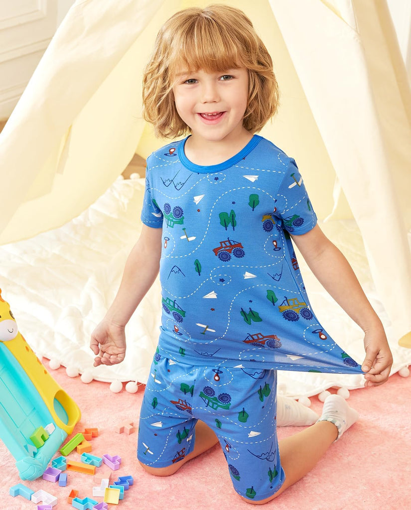 Bamboo Viscose Toddler Boys Pajamas Set, Short Sleeve Kids