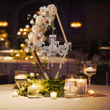 45" Gold Wedding Candelabra Set of 4 | Tall Crystal-Accent Centerpieces with Acrylic Diamond Drops for Reception