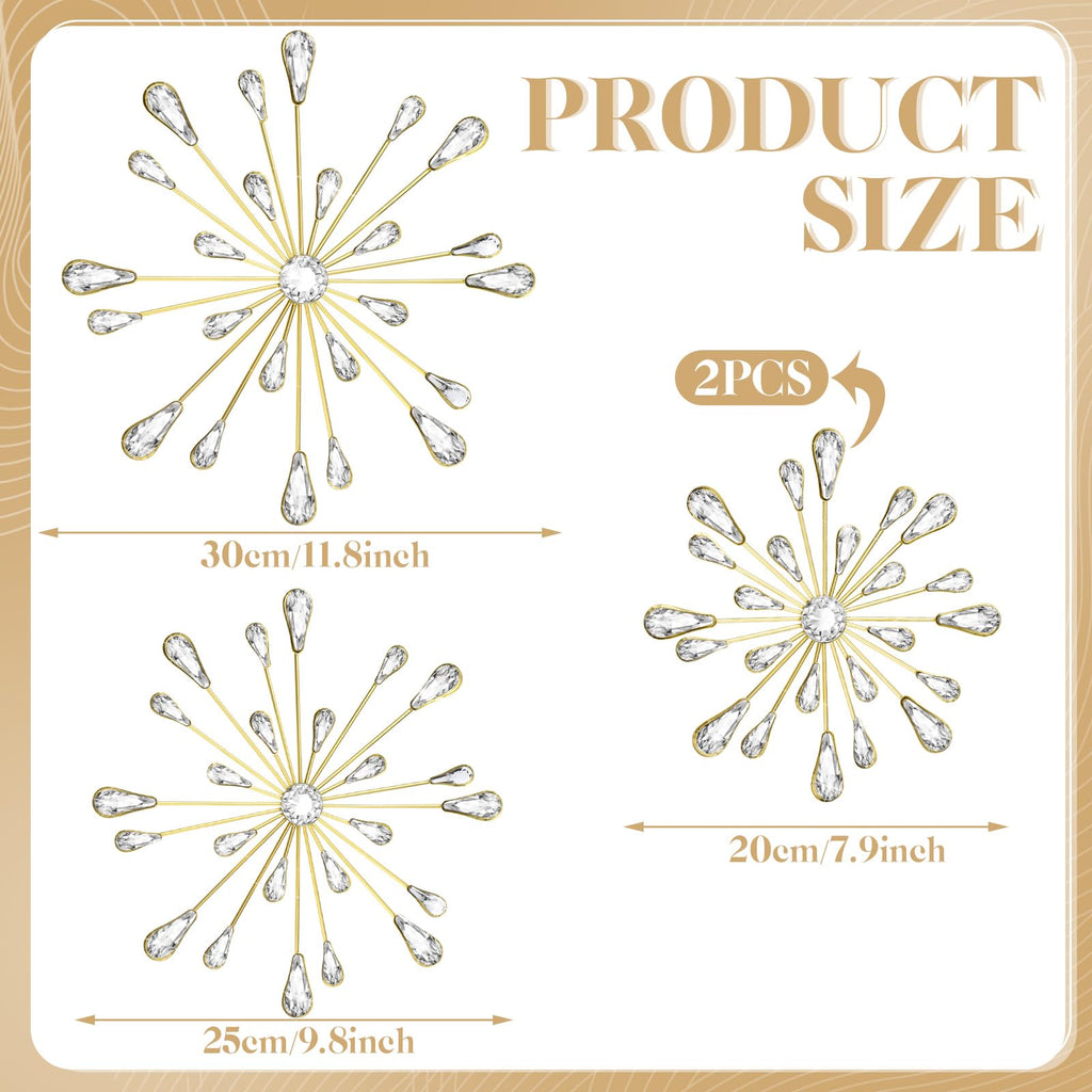 4 Pcs Starburst Wall Decor, Bling Metal Wall Art, Gold