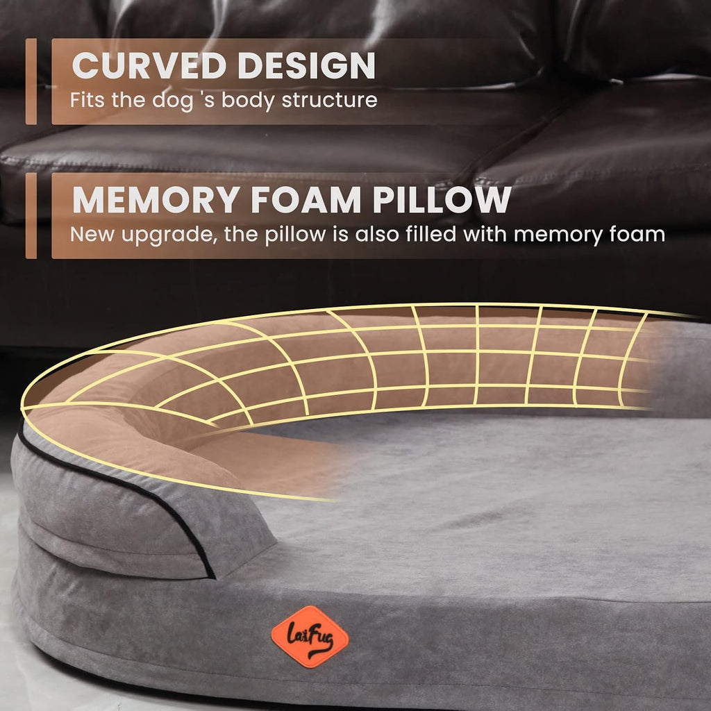 Memory Foam Oval Dog Bed (36x25x8Inches, Dark Gray), Orthopedic Dog Bed for Dogs with Durable Waterproof Liner &
