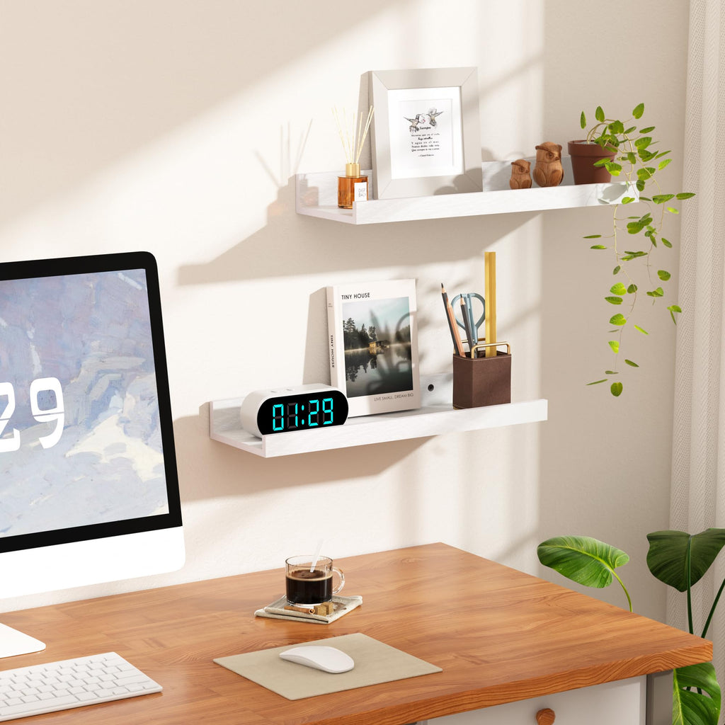 Floating Shelves for Wall Decor and Storage, White, 6Pcs 15.7''