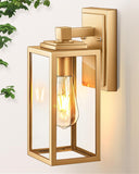 Gold Outdoor Wall Lights, Waterproof Outside Porch Lights, Anti-Rust Porch Lights Outdoor, Outside Light Fixture for House, Garage, Doorway, Garden, Tempered Glass, E26 Socket A123-B0CY2FW5ZZ