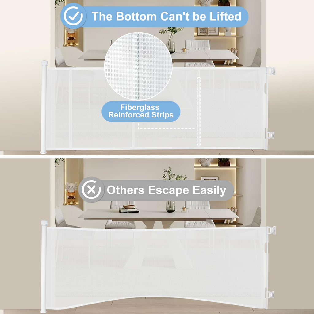 Retractable Baby Gates for Stairs& Doorways, Extends to 150", White