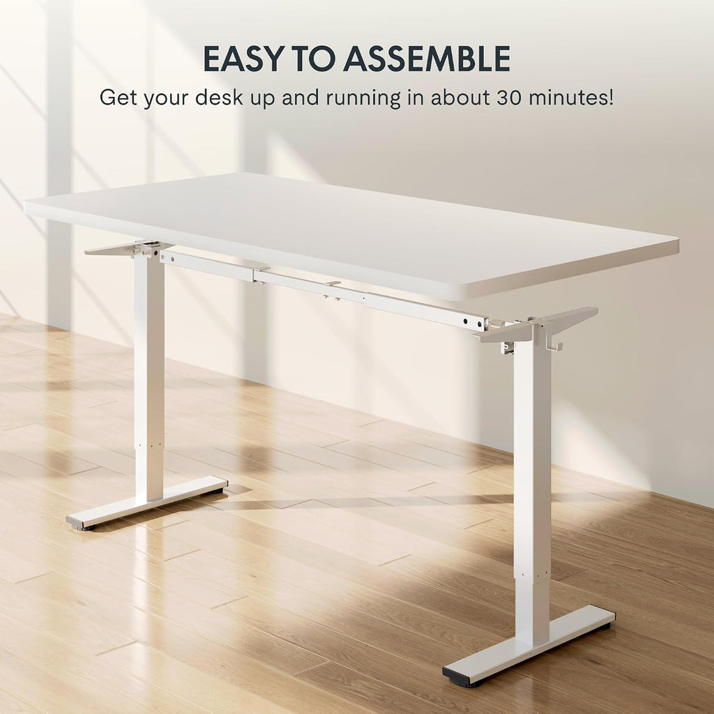 EN1 Height Adjustable Standing Desk Frame, White | Memory Controller, Electric Sit Stand Desk Base, Home and Office