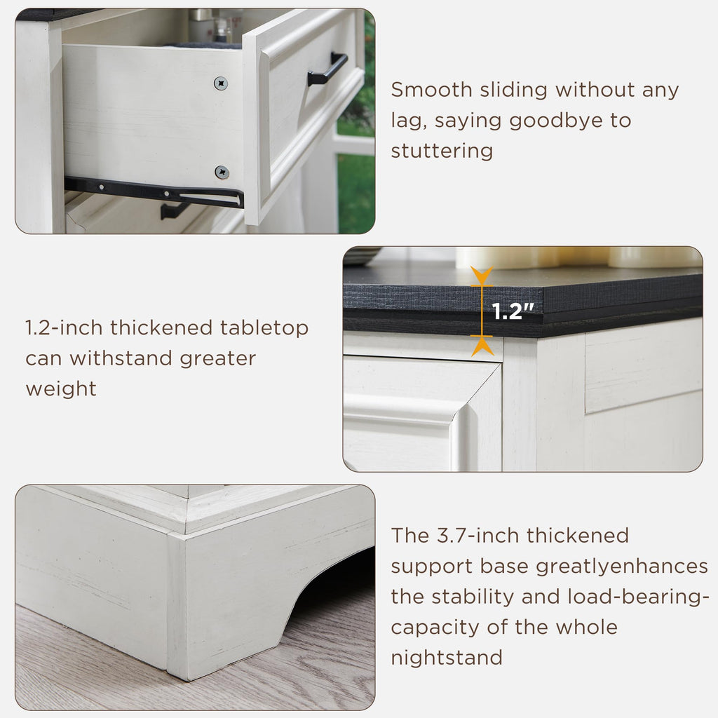 Farmhouse 8 Drawers Chests, Antique White