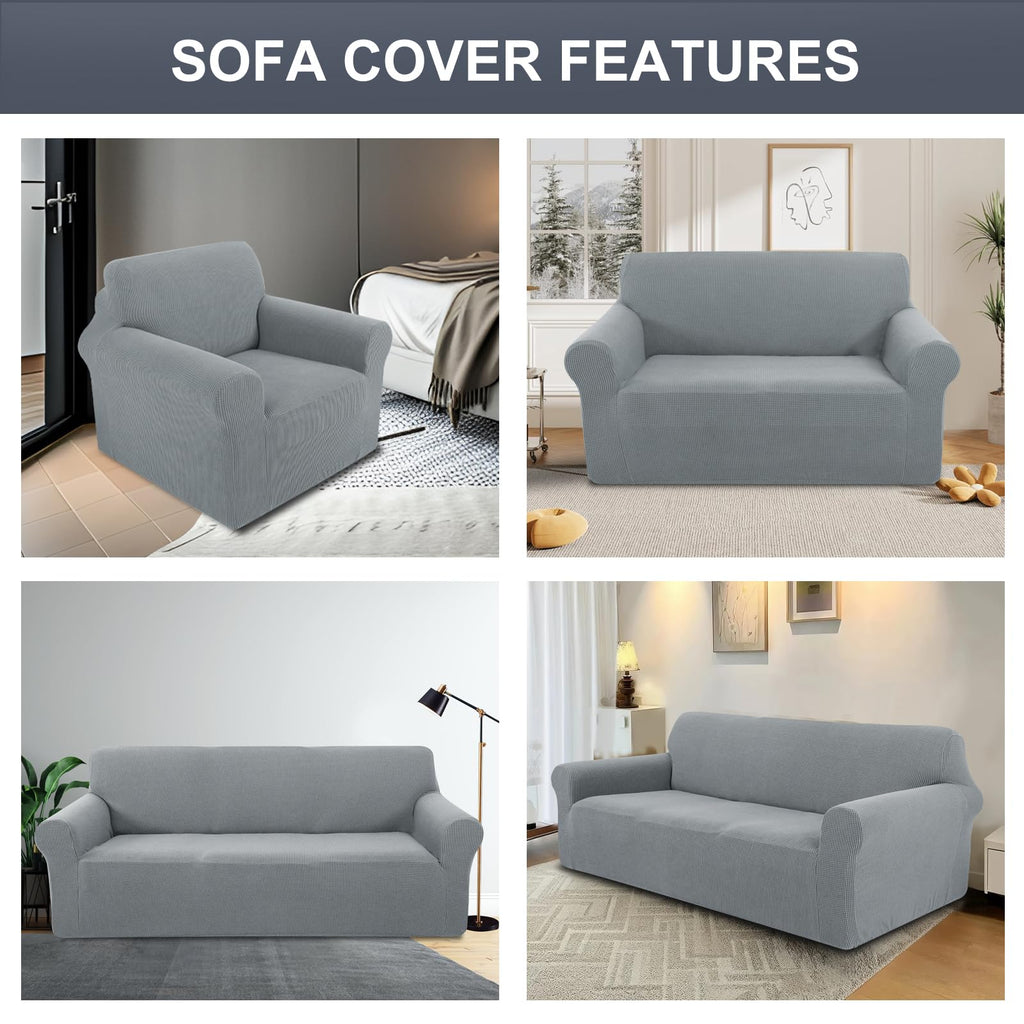 Stretch Couch Covers for Sofa Washable, Large, Light Grey