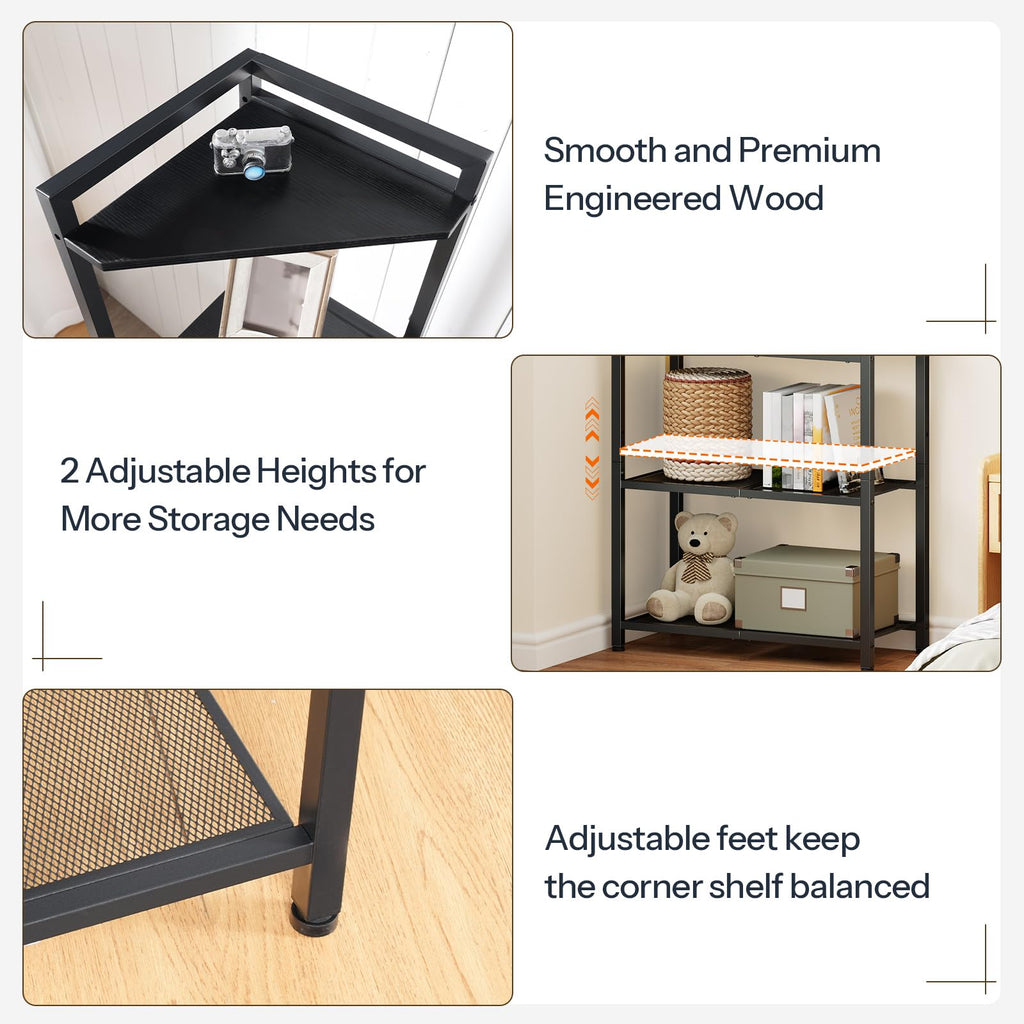 5-Tier Corner Shelf Stand, Corner Shelf with LED Light, 56.3" Tall Corner Bookshelf, Display Rack Storage Organizer