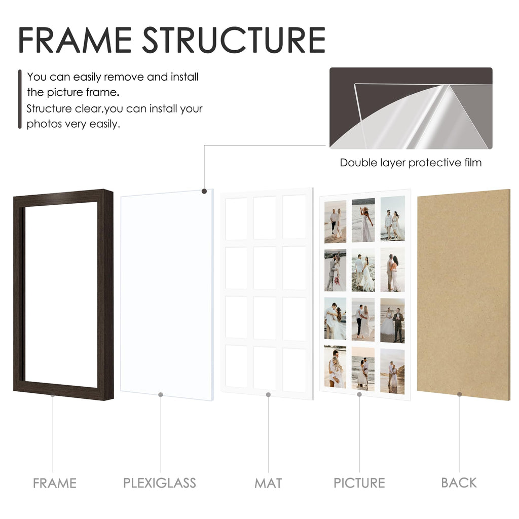 14x26 Collage Frame For 12 4x6 Photos Walnut