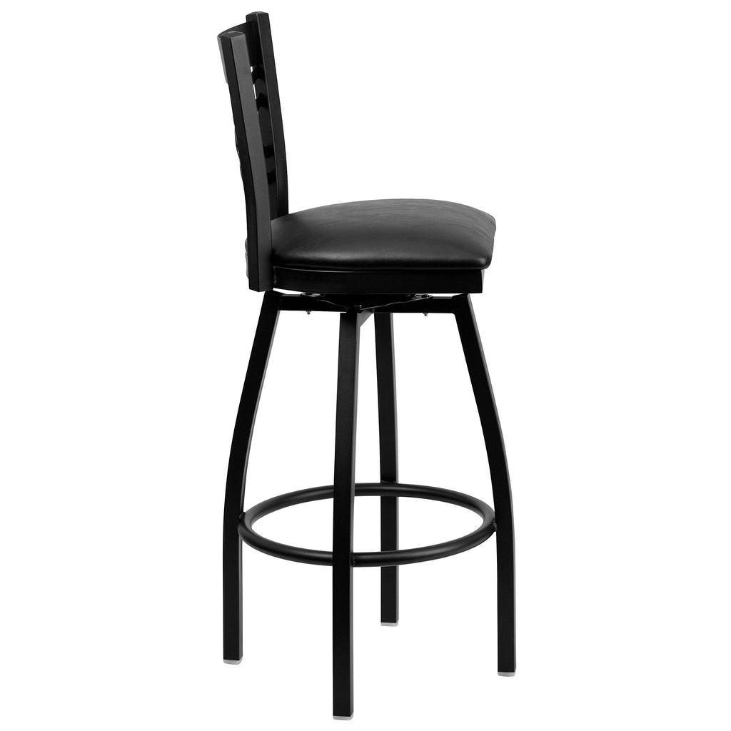 Hercules Series "X" Back Metal Restaurant Barstool, Modern Upholstered Armless Bar Height Chair for Restaurants and