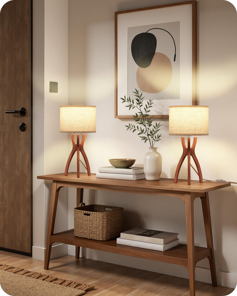 Table Lamps Set of 2, 17.7" Mid Century Bedside Lamps