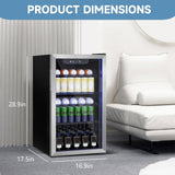 3.1 Cubic Feet Mini Fridge,110 Can Freestanding Beverage Refrigerator with Glass