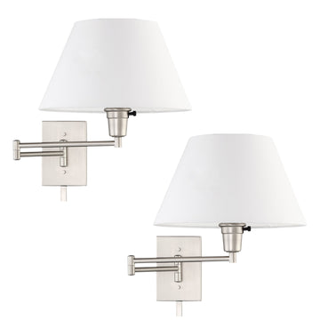 Cambridge 15" Modern Swing Arm Wall Sconce + 3-Way Switch, 2-Pack