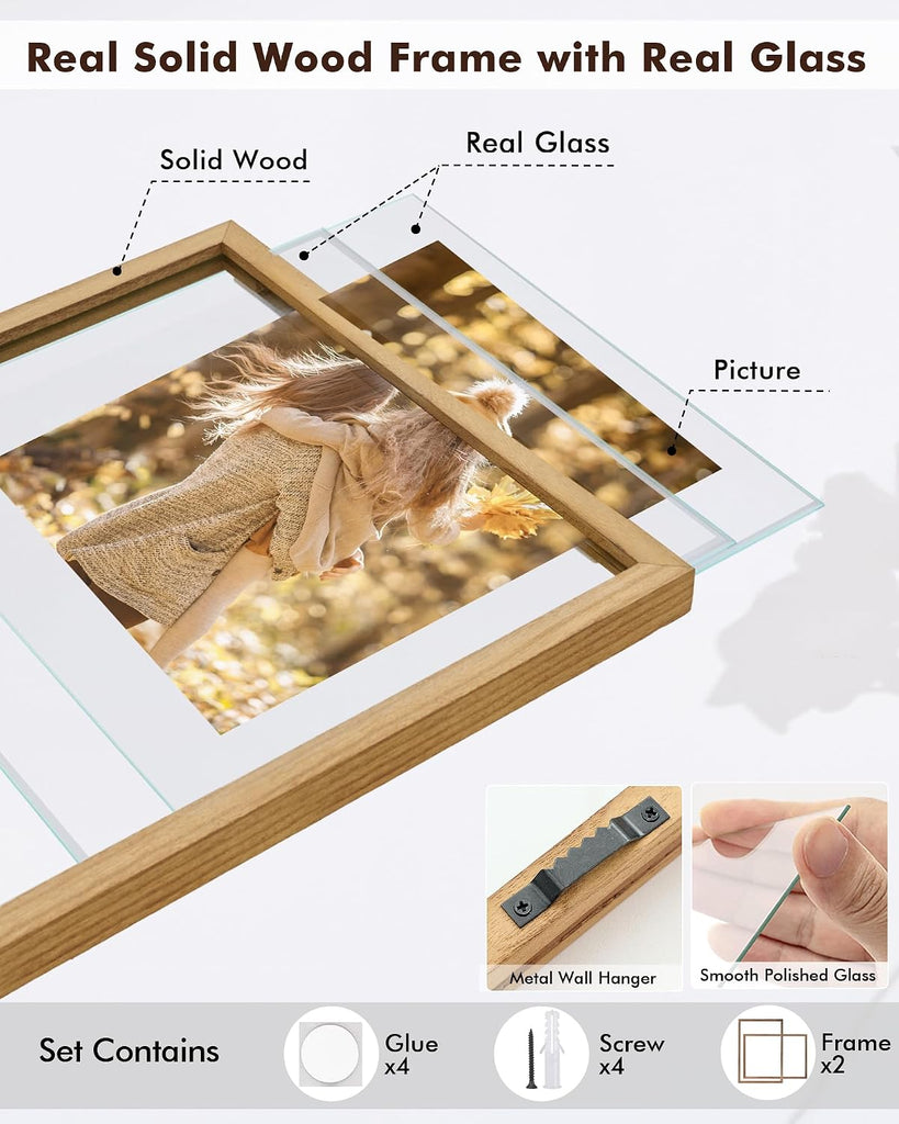 11x14 Floating Photo Picture Frame, Floating Display for Photos 8x10, 7x9, 5x7, 8.5x11 Certificate, or Full Display