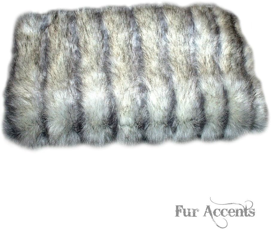 Plush Gray Stripe Fox - Premium Quality Faux Fur - Designer Throw Blanket - Soft Minky Cuddle Fur Lining (5'x6')