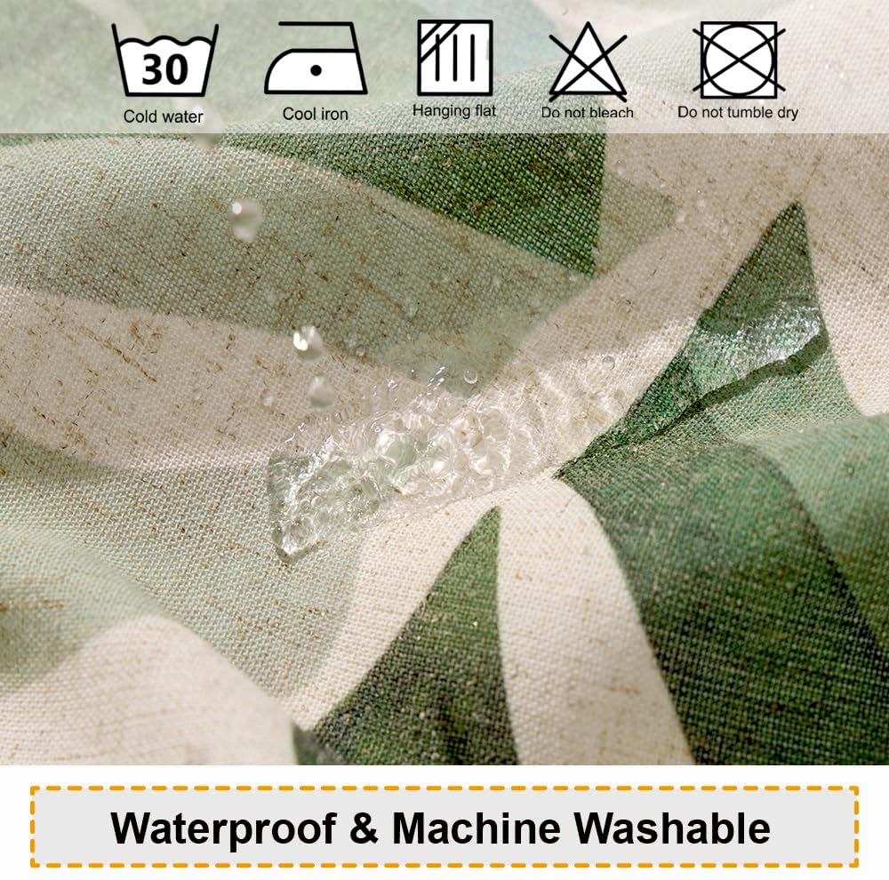 Linen 60 W X 72 L Inch Tropical Green Leaf Shower Curtains Botanical Banana Monstera Leaf Palm Tree Water Repellent