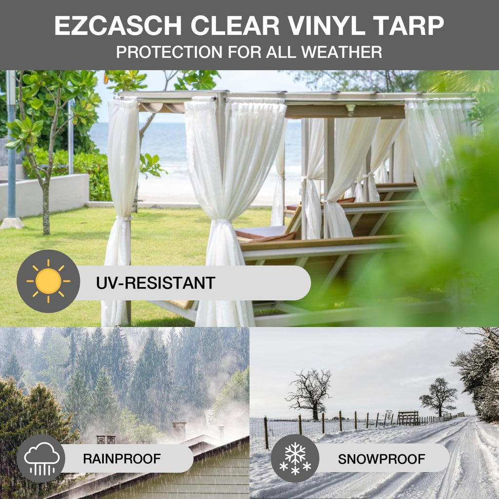20 Oz Outdoor Vinyl Curtain, Outdoor Clear Panel Curtain, Weather Resistant Outdoor Curtain for Pergola, Porch
