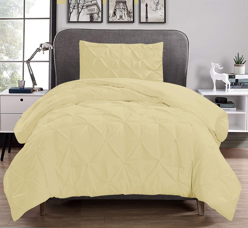 Luxurious 3 Piece Pinch Pleated Duvet Cover Set Super King Plus Size (120" x 120") Inch 100% Egyptian Cotton 800 TC