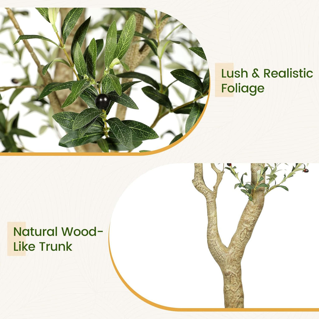 Tall Faux Olive Tree 9ft with Lifelike Leaves & Textured Branches