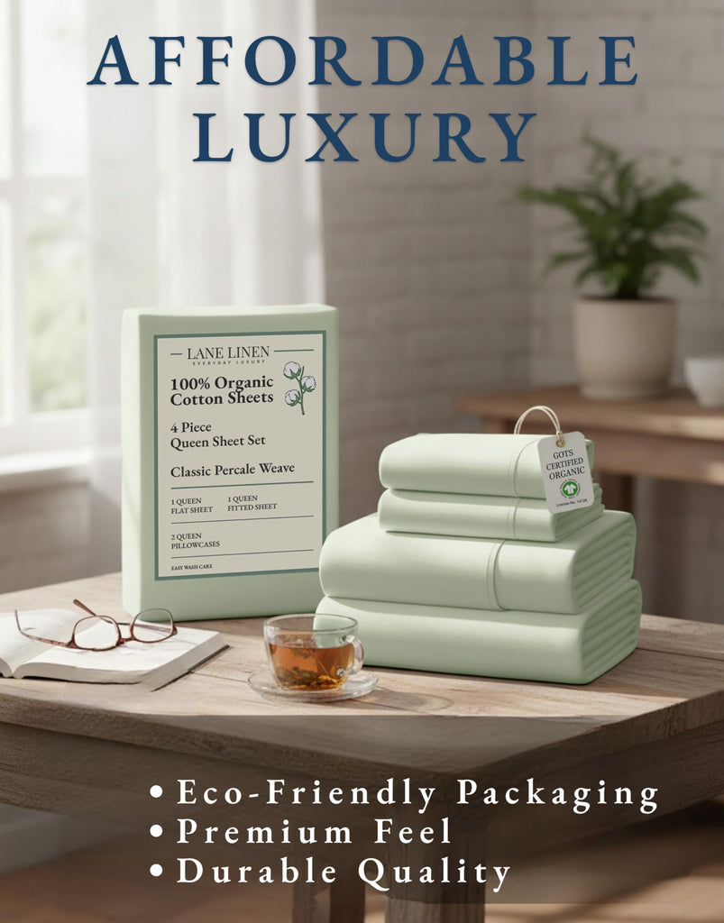 Sheet Set 100% Organic Cotton Percale Cooling - Mineral
