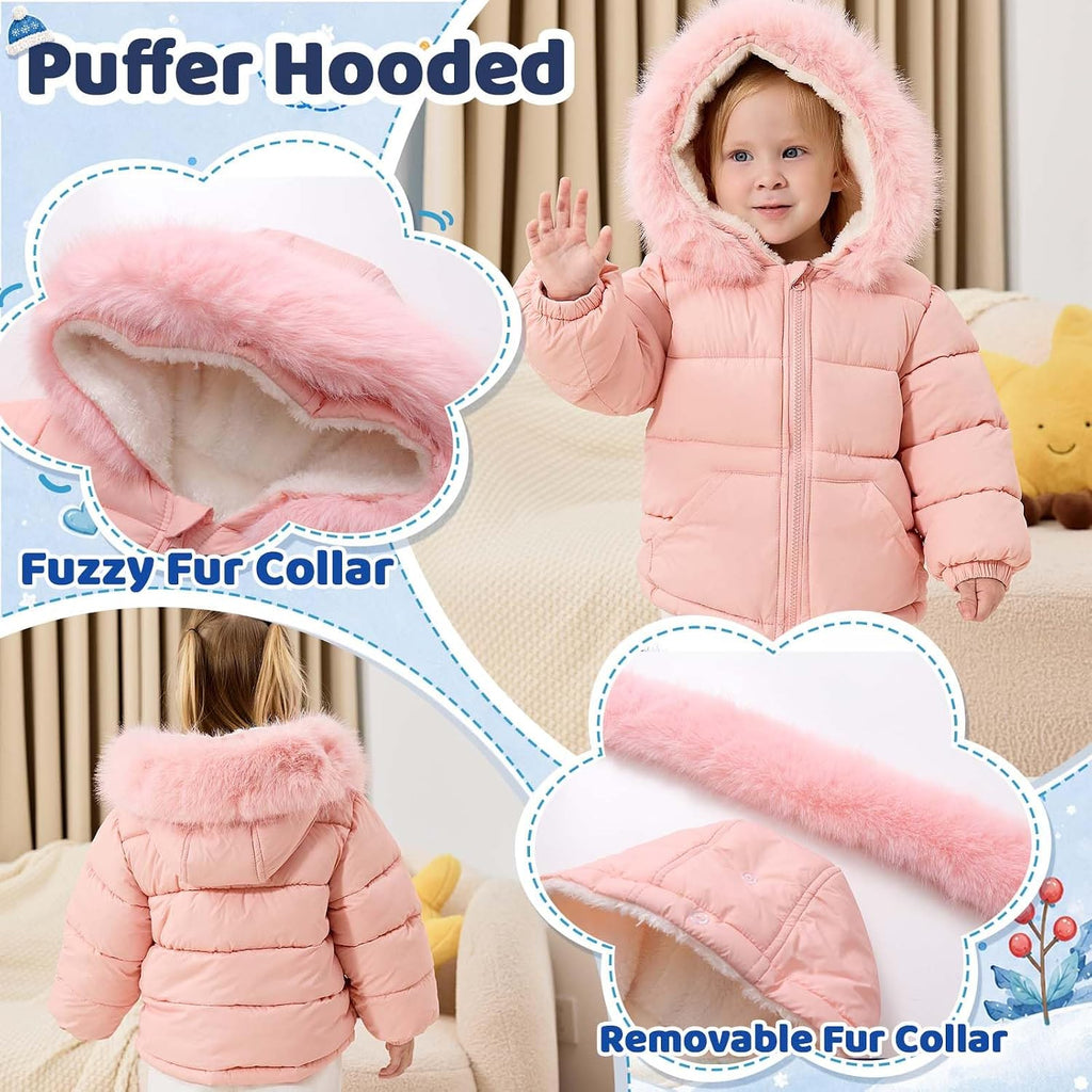 Toddler Winter Coat Puffer Hood Jacket Fleece Outwear Parka Girls Boys