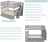 Full Over Full Bunk Beds with Stairs Stairway Bunk Bed Frame with Storage Shelves for Kids Teens Adult
