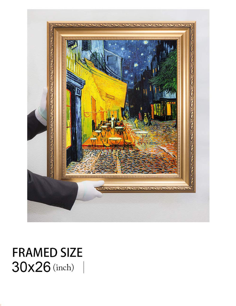 Vincent Van Gogh Wall Art Framed, Cafe Terrace at Night, 30x26''