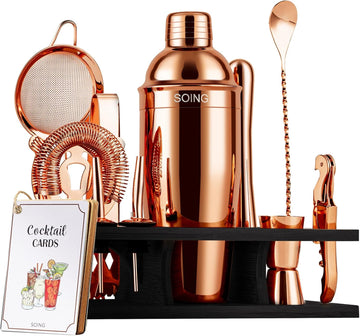 11-Piece Mixology Bartender Kit with Stand,Bar Kit Cocktail Shaker Set with All Essential Accessories:Martini - Set of 11