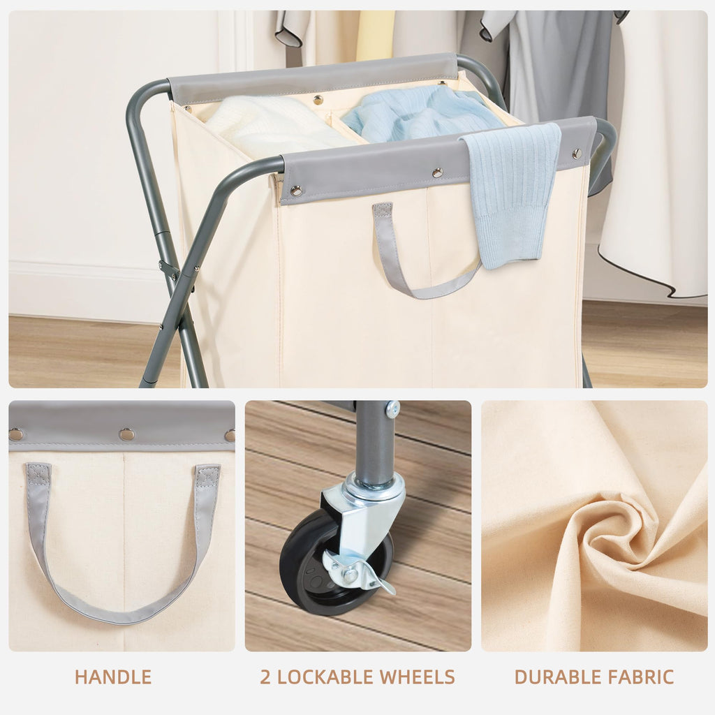 125L Collapsible Laundry Hamper with Wheels, Rolling Laundry Basket, Heavy Duty Cloth Sorter with Removable Bag