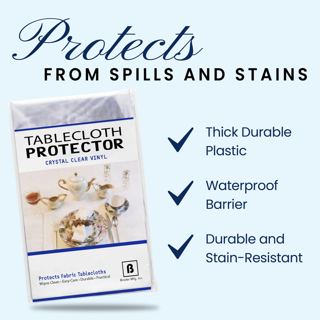 Tablecloth Protector Crystal Clear Vinyl (60"x144" Oblong) | Thick, Durable Clear Table/Tablecloth Protector