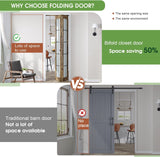 Preassembled Bifold Closet Doors for 36" X 80" Opening, Country Style,Space Saving, Tempered Frosted
