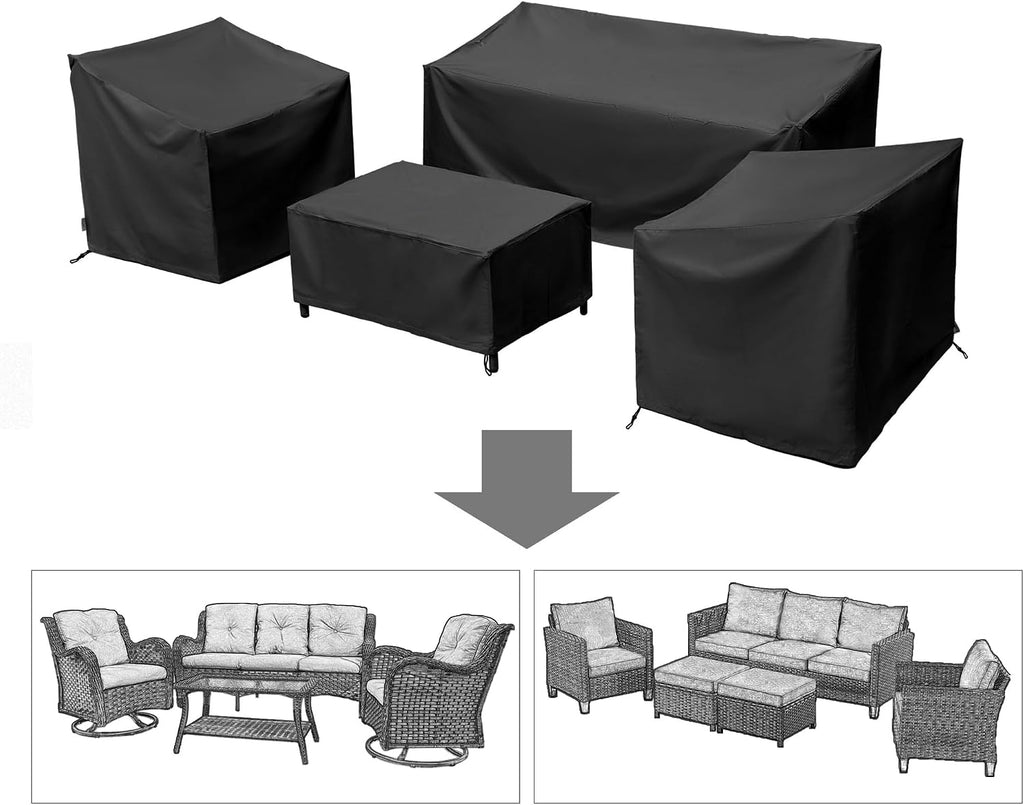 Patio Furniture Covers,Outdoor Furniture Cover Waterproof,Patio Furniture Set Covers for 4 Piece Outdoor Conversation