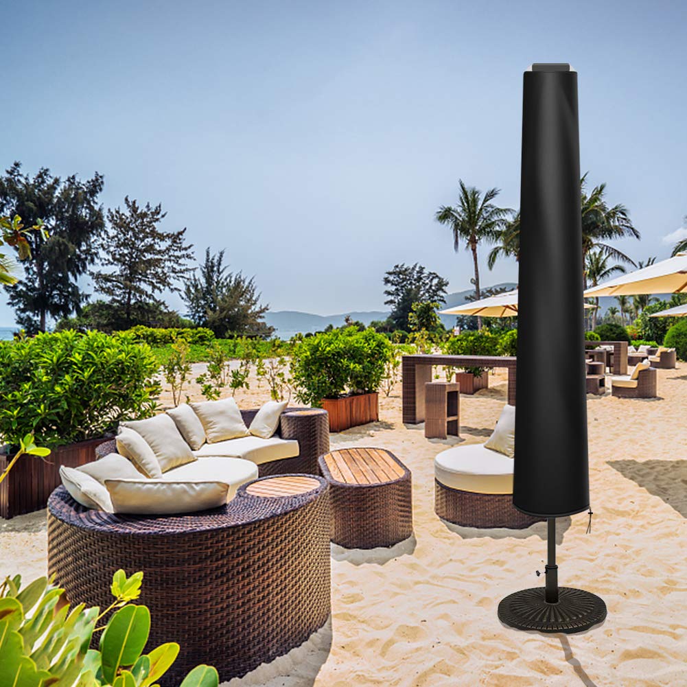 With Rod for Solar Parasol Durable 420D Oxford Fabric Garden with Zip Waterproof, Windproof and Anti-UV for 7ft to