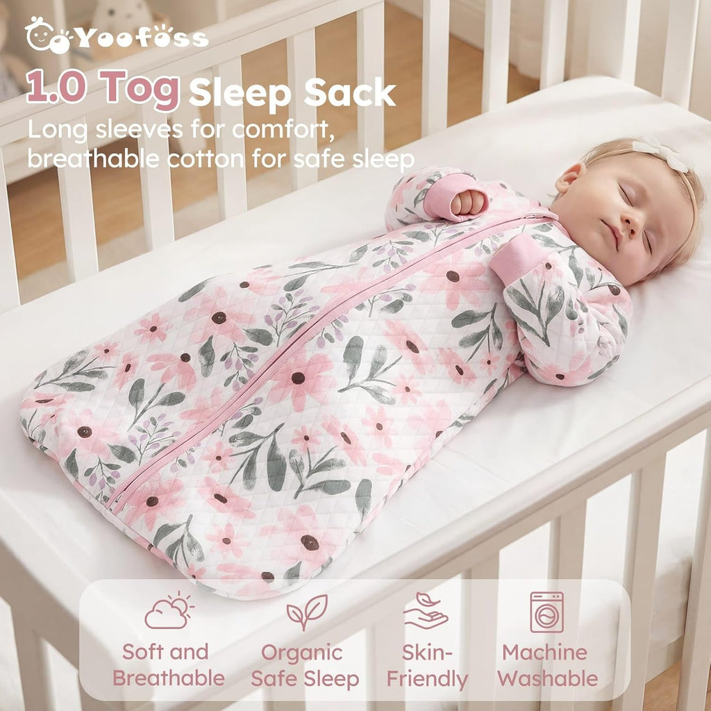 Long Sleeve Sleep Sack,1.0 TOG Baby Wearable Blanket