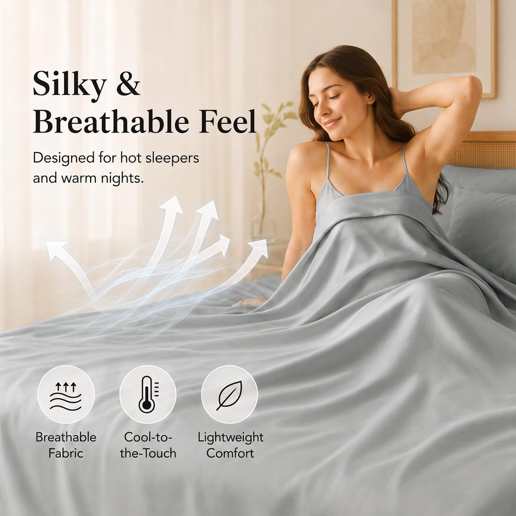 Cal King Sheet Set, 100% Rayon Derived from Bamboo, Sateen Weave