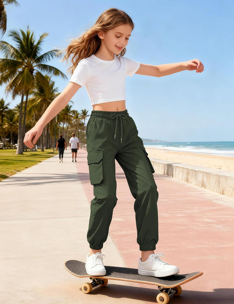 Girls Cargo Pants Waterproof Joggers Hiking Pants for Teen Girls