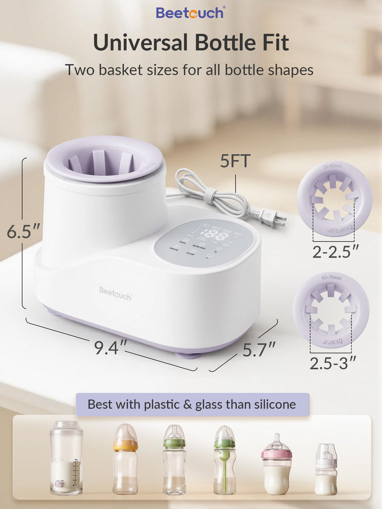 Waterless Baby Bottle Warmer & Mixer - 360° Airflow Gentle Warming & Rocking, Precise Core-Temp Control for