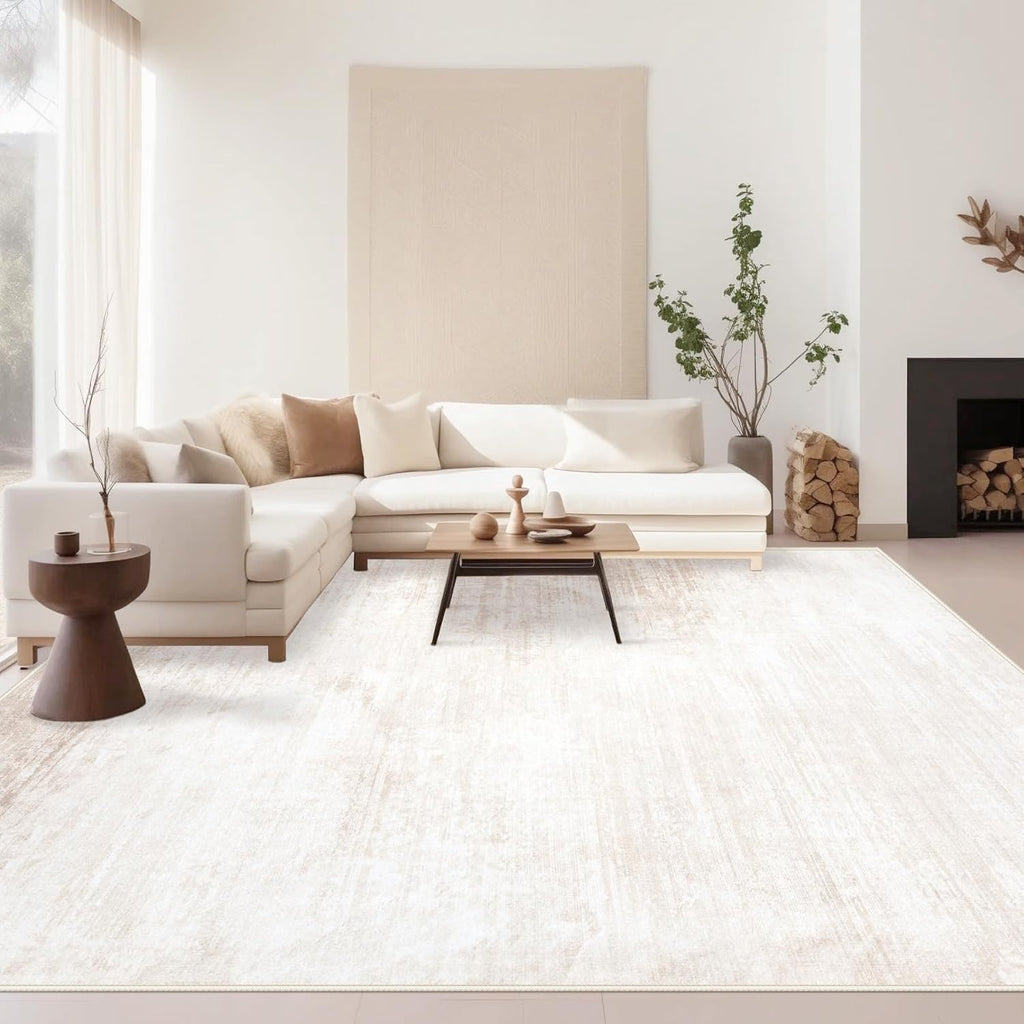Area Rugs 9x12 Living Room: Washable Rug Modern Abstract Large Rugs Soft Non Slip Neutral Rug Stain 