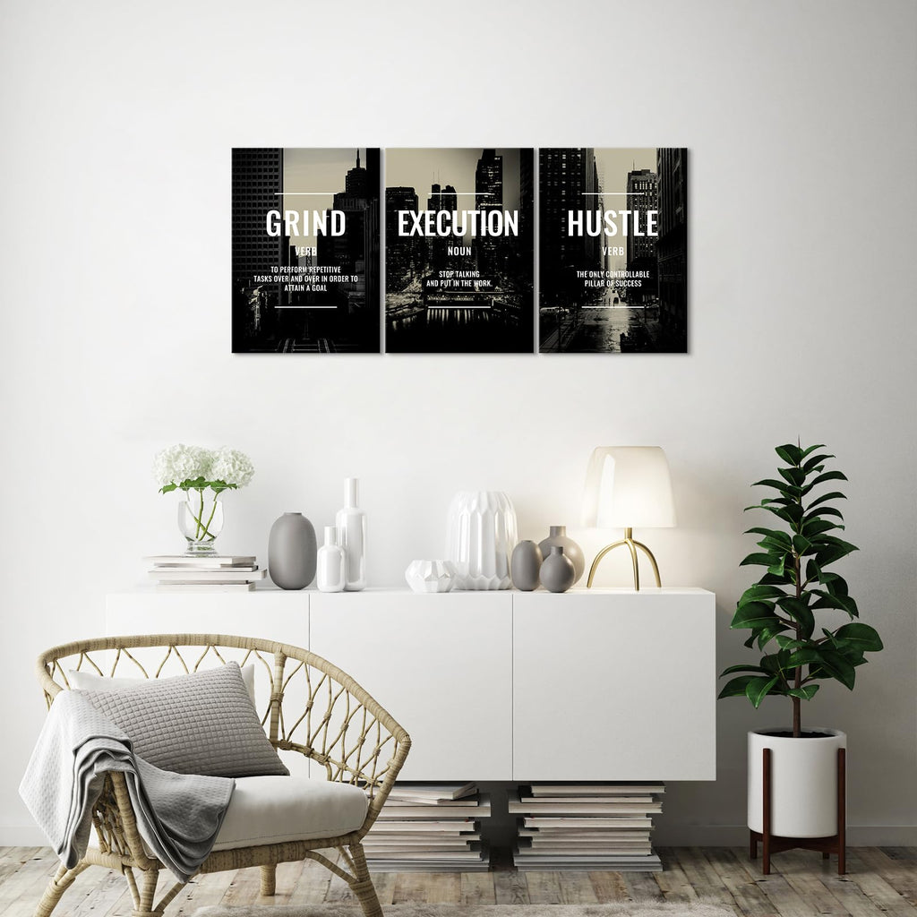 Motivational Wall Decor Framed Grind Hustle Execution Wall Art Inspirational Canvas Wall Decor Pictures Motivational