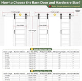 42x84 inch Glass Sliding Barn Door Slab with 7ft Hardware Kit Included, 5-Panel Frosted Glass, Spruc